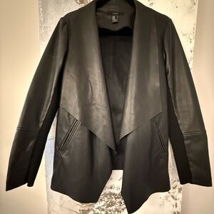 Forever 21 Black Faux Leather Waterfall Jacket